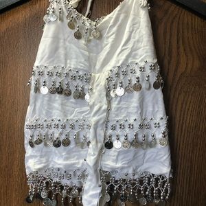 White belly dancing costume. Top and bottom.